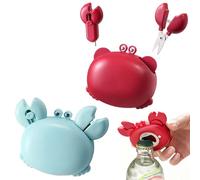 Creative Crab-shaped Bottle Opener Decorative Magnetic Refrigerator Pendant Multi-function Including Mini Box and Bag Opener Portable Gadget Outdoor Bottle Opener (2 pack red blue)