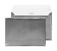 Creative Creative Shine Coloured Envelope C5 229 (W) x 162 (H) mm Adhesive Strip Silver 140 gsm Pack of 100