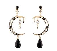 Creative Crescent Star Dangle Earrings for Women Lightweight Teardrop Diamond Celestial Charms Chandelier Statement Drop Dangling Earring Boho Halloween Party Holiday Jewelry