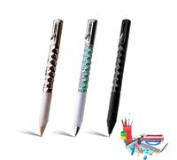 Creative Crunchy Sensory Pen,3Pcs Geometric Metal Crinkle Pens,5.5in Black/Gold/Silver 0.5mm Fine Tip Pens,Stress Relief,Funny Gift for Friend School Office
