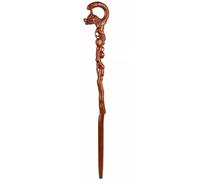 Creative Crutch With Dragon Head Carving, Handmade Walking Stick For The Elderly, One-piece Design(Wood color)