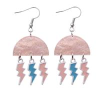 Creative Cute Acrylic Cloud Lightning Tassel Earrings Handmade Lightweight Resin Lightning Bolt Dangle Drop Earrings for Women Girls Party Weather Jewelry Gifts, Acrylic, No Gemstone