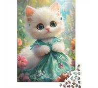 Creative Cute Kitten Wooden 1000 Pieces Jigsaw Puzzle for Adults Rectangular Puzzle Brain Exercise Challenge Game 1000pcs (75x50cm)