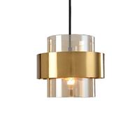 Creative Cylindl Wrought Iron Glass Hanging Lamp, E27 Pedestal Ceiling Pendant Light, Modern Industrial Style, Restaurant Bar Villa Decoration Light Fixtures (B)