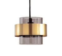 Creative Cylindl Wrought Iron Glass Hanging Lamp, E27 Pedestal Ceiling Pendant Light, Modern Industrial Style, Restaurant Bar Villa Decoration Light Fixtures (A)