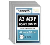 Creative Deco 10 x A3 MDF Board Sheet Grey | 420 x 300 x 3mm Wood