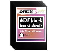 Creative Deco 10 x A4 MDF Board Sheet Black | 300 x 210 x 3mm Wood