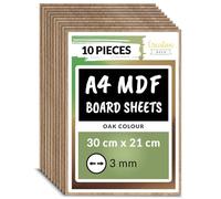 Creative Deco 10 x A4 MDF Board Sheet Oak | 300 x 210 x 3mm Wood