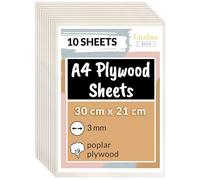 Creative Deco 10 x A4 Plywood Sheets | 300 x 210 x 3 mm (+/- 2mm) | Poplar