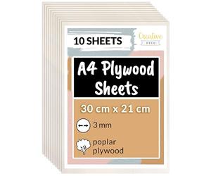 Creative Deco 10 x A4 Plywood Sheets | 300 x 210 x 3 mm (+/- 2mm) | Poplar Wood Ply | Perfect Board for Wood Board DIY Home Decor Arts Craft Painting Laser Cutting CNC Scroll Saw Stenciling Pyrography