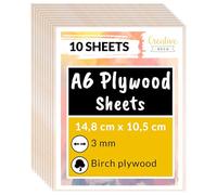 Creative Deco 10 x A6 Birch Plywood Sheets | 148 x 105 x 3mm (+/-2mm)