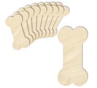 Creative Deco 10 x Large Wooden Dog Bone Shape Plywood Cutouts | 15x7.5cm | Plain Unpainted Blank Plaques Ornament Tags to Hang & Decorate for Pet | for Arts & Crafts Painting Decoupage DIY Pyrography