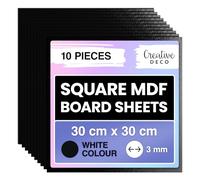 Creative Deco 10 x Square MDF Board Sheet Black | 30 x 30 x 0.3 cm