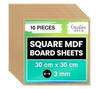 Creative Deco 10 x Square MDF Board Sheet Brown | 30 x 30 x 0.3 cm | Wooden Blank for Drawing, Home Decor, Art and Craft, Painting, DIY Projects, Laser Cutter, Pyrography