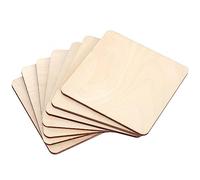 Creative Deco 10 x Square Wooden Coaster Set | 10 x 10 cm | Cutouts Coasters Blank Shapes Pyrography | Plain, Unpainted & Unfinished Wood | for Mug Cup Coffee Glass | Table Worktop & Counter Protector