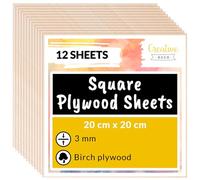 Creative Deco 12 x Square Birch Plywood Sheets | 200 x 200 x 3mm (+/-2mm)