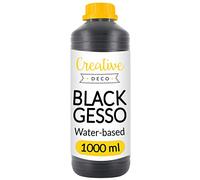 Creative Deco 1L Black Gesso Acrylic Primer | Paint Undercoat Medium