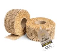 Creative Deco 2 x Brown Hessian Roll Ribbon Jute Ribbon | 5cm x 5m | Brown Material Fabric | Decorative Boho Table Runner | Wedding Party Decoration | Ribbons for Gift Wrapping, DIY