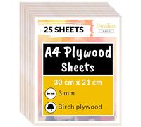 Creative Deco 25 x A4 Birch Plywood Sheets | 300 x 210 x 3mm (+/-2mm)