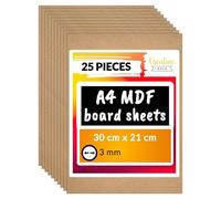 Creative Deco 25 x A4 MDF Board Sheet | 300 x 210 x 3mm Wood | Wooden Blank