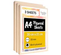 Creative Deco 3 x A4 Birch Plywood Sheets | 300 x 210 x 18mm (+/-2mm)