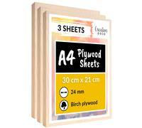 Creative Deco 3 x A4 Birch Plywood Sheets | 300 x 210 x 24mm (+/-2mm)
