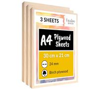 Creative Deco 3 x A4 Birch Plywood Sheets | 300 x 210 x 24mm (+/-2mm)