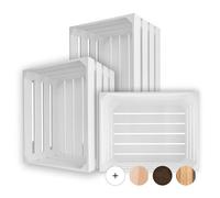 Creative Deco 3 x Large White Wooden Crate with Handles | 50x40x30cm | Keepsake Chest Wooden Storage Box Wooden Crates Gift Box | Vintage Farmhouse Display Basket