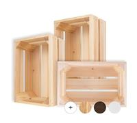 Creative Deco 3 x Large Wooden Crate with Handles | 30x20x15cm