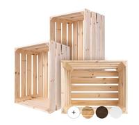 Creative Deco 3 x Large Wooden Crate with Handles | 50x40x30cm