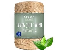 Creative Deco 328 Feet Jute Twine Rope String Natural Brown | 100 m Garden Jute String Roll | 3mm Thickness 3 Ply | Cord for Gardening Arts & Crafts DIY Decoration Gift Wrapping | Thick & Strong