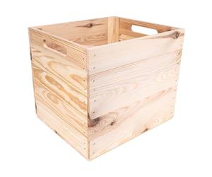 Creative Deco 4 x Large Wooden Storage Box | 33x37x33cm | Suitable for Kallax Shelves | Natural Beige Colour | Comfortable Handles | Vintage Keepsake Chest Wooden Gift Box | Unpainted Wooden Organiser