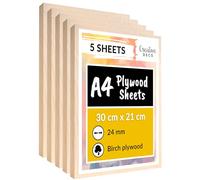 Creative Deco 5 x A4 Birch Plywood Sheets | 300 x 210 x 24mm (+/-2mm)