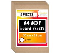 Creative Deco 5 x A4 MDF Board Sheet | 300 x 210 x 3mm Wood | Wooden Blank