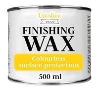 Creative Deco 500 ml Finishing Furniture Wax for Wood & Chalk Paint | Clear Painted Surface Protection | Colourless Transparent Polish | Water Repellent Shine & Satin Finish | Perfect for Antiques