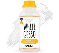 Creative Deco 500ml White Gesso Acrylic Primer | Paint Undercoat Medium | Paint Base for Paper, Glass, Wood, Concrete | Professional Painting Surface Preparation | Non-Yellowing