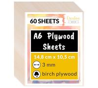 Creative Deco 60 x A6 Birch Plywood Sheets | 148 x 105 x 3mm (+/-2mm)
