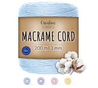 Creative Deco 656 Feet Pastel Blue Macrame Cord | 200m | 3mm Thick | 30 Ply