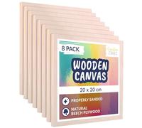 Creative Deco 8 x Wooden Canvas Painting Board | 20 x 20 cm | Cradled