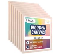 Creative Deco 8 x Wooden Canvas Painting Board | 25 x 25 cm | Cradled