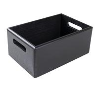 Creative Deco Black Large Wooden Crate with Handles | 30 x 20 x 13 cm (+/-1 | cm) | Christmas Storage Box Natural Wood | Open Decorative Gift Box Wooden Crates for Kitchen Home Storage Documents