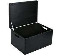Creative Deco Black Rectangular Storage Box 40 X 30 X 24 Cm (+/-1 Cm) With Hinged Lid & Handles