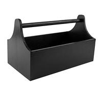 Creative Deco Black Wooden Toolbox Storage Box with Handle | 34 x 18 x 20.5 cm (+/- 0.5 cm) | Natural Wood Tool Box | Tool Bag Garage Craft Storage | Gift Box