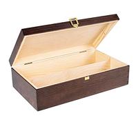 Creative Deco Brown Wooden Wine Box with Clasp | 2 Bottles | 35x20x10cm (+- 1 cm) | Natural Wood Wine Holder Bottle Easter Gift Storage Box Chest | Presentation Box