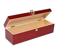 Creative Deco Burgundy Wooden Wine Box with Clasp | 1 Bottle | 35.1x11x10cm (+- 1 cm)| Natural Wood Wine Holder Bottle Easter Storage Box Vintage Chest | Presentation Box