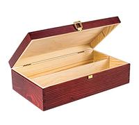 Creative Deco Burgundy Wooden Wine Box with Clasp | 2 Bottles | 35x20x10cm (+- 1 cm) | Natural Wood Wine Holder Bottle Easter Gift Storage Box Chest | Presentation Box