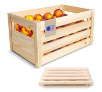 Creative Deco Folding Wooden Crate with Handles 46x30x24 Natural Pine