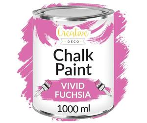 Creative Deco Fuchsia Chalk Paint for Furniture | 1L | Hot Pink Vibrant Pink Matte Chalky Finish | Smooth Touch for Interiors | Quick Dry | Vivid Pink Furniture Paint Wood Paint Renovation Decoration