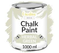 Creative Deco Herbal Green Chalk Paint for Furniture | 1L | Sage Green Light Green Matte & Chalky Finish | Smooth Touch for Interiors | Quick Dry | Muted Green Furniture Paint Wood Paint Renovation