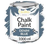 Creative Deco Denim Blue Chalk Paint for Furniture | 1L | Blue Jeans Dark Blue Matte & Chalky Finish | Smooth Touch for Interiors | Quick Dry | Furniture Paint Wood Paint for Renovation and Decoration